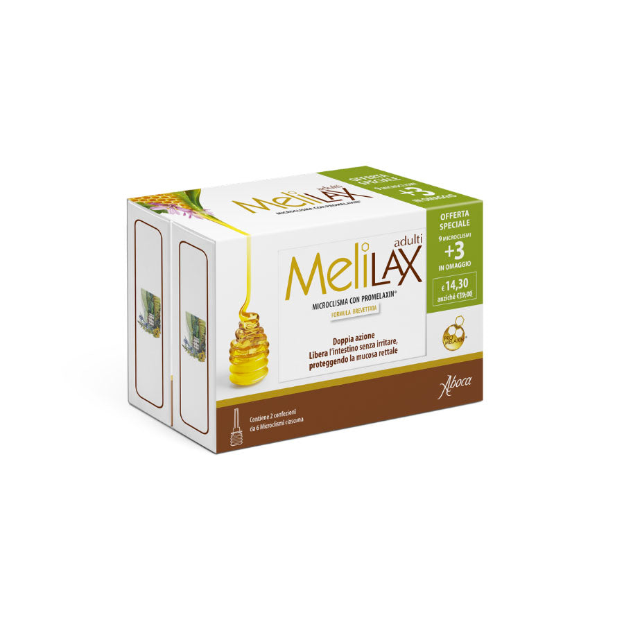 MELILAX ADULTI CONFEZIONE SPECIALE 9+3 CONTIENE 2 CONFEZIONI DA 6 MICROCLISMI CIASCUA