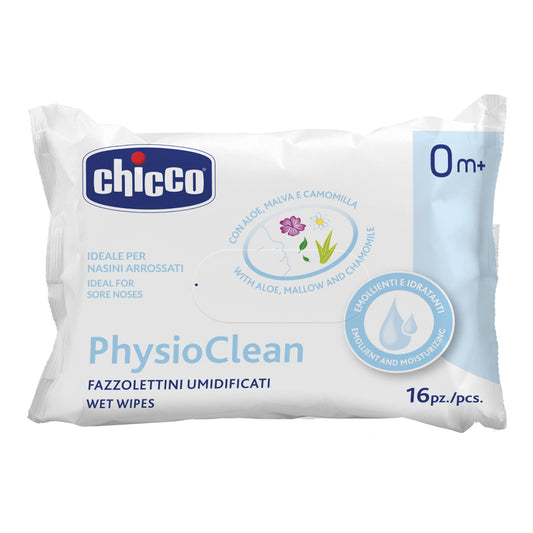 CHICCO FAZZOLETTINI UMIDIFICATI PHYSIOCLEAN 16 PEZZI