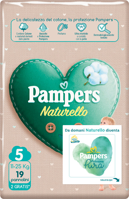 PAMPERS PROTEZIONE PURA NATURELLO JUNIOR CP 17 PEZZI + 2