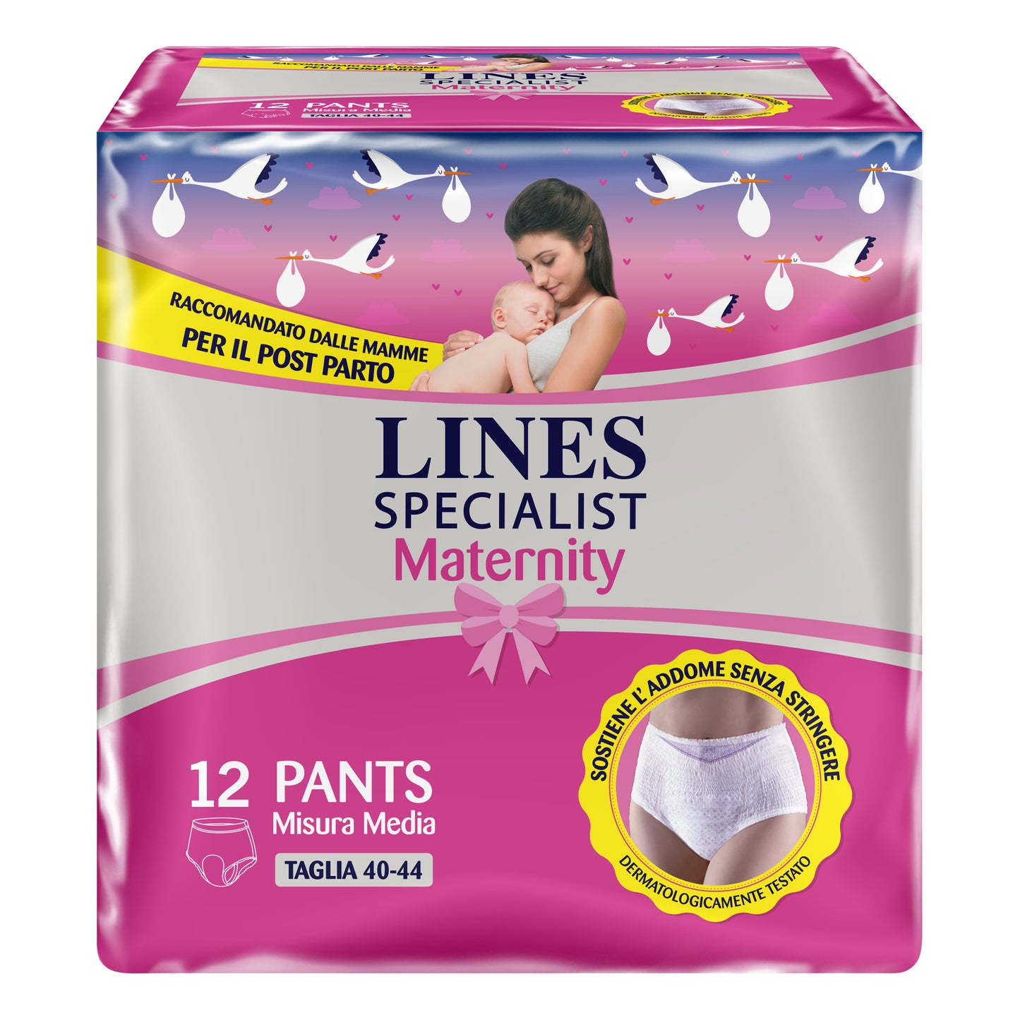 LINES SPECIALIST MATERNITY MUTANDINA ASSORBENTE PER PERDITE POST PARTO MISURA MEDIUM 12 PEZZI