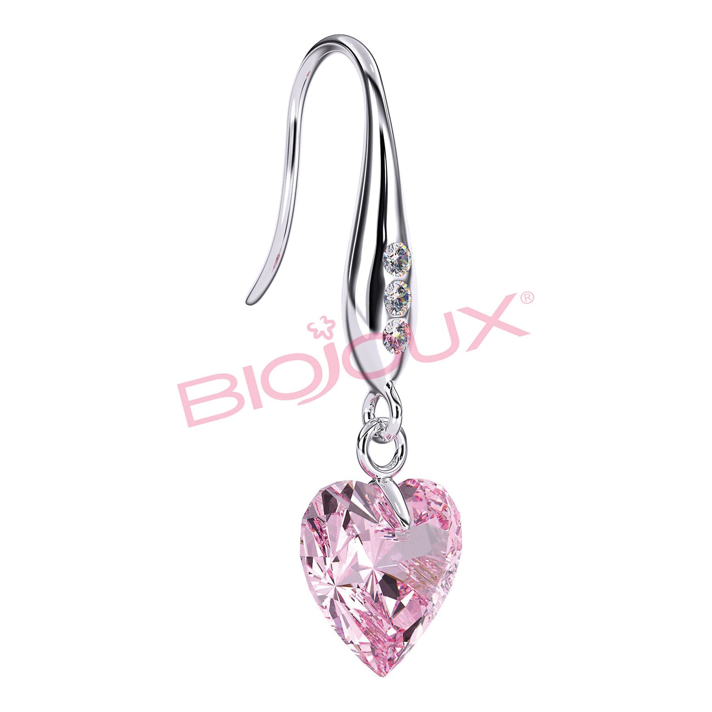 BJT722 ORECCHINI ROSA HEART STAINLESS STEEL