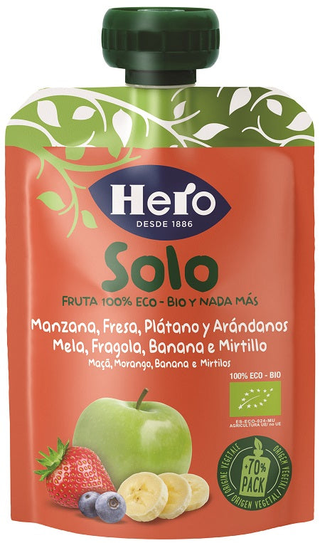 HERO SOLO FRUTTA FRULLATA 100% BIO MELA BANANA FRAGOLA 100 G