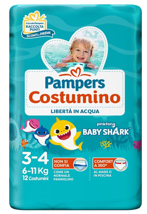 PAMPERS COSTUMINO BABY SHARK CP S3-4 12 PEZZI