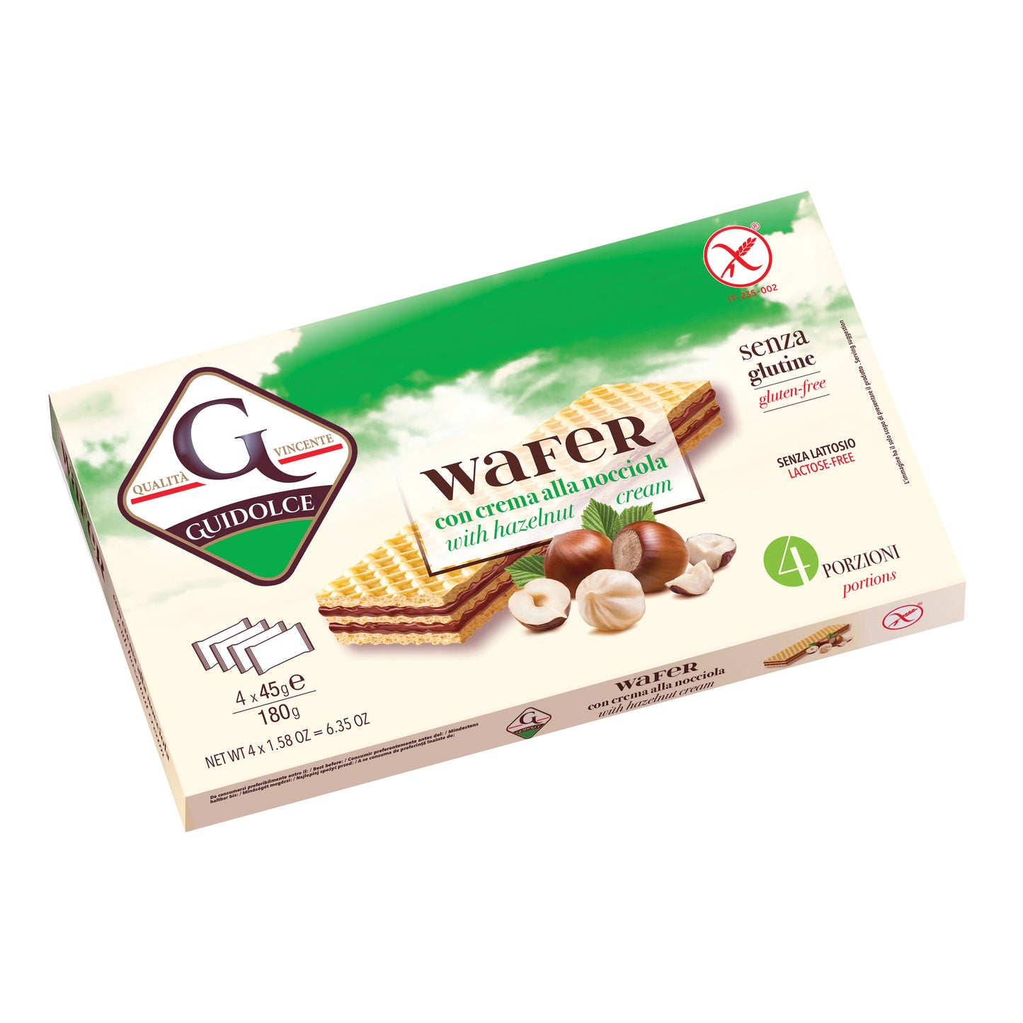 WAFER CON CREMA ALLA NOCCIOLA 4 PORZIONI X 45 G