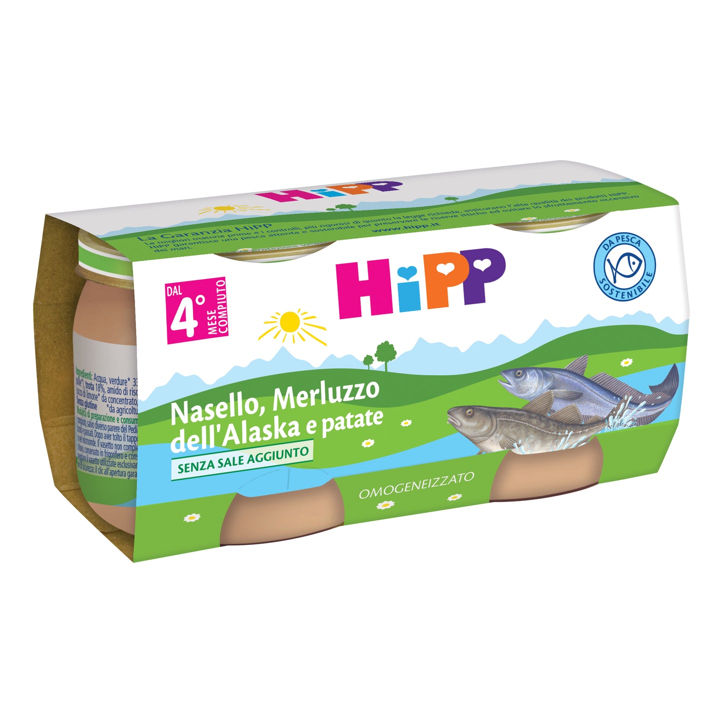 HIPP OMOGENEIZZATO NASELLO/MERLUZZO DELL'ALASKA E PATATE 2 X 80 G