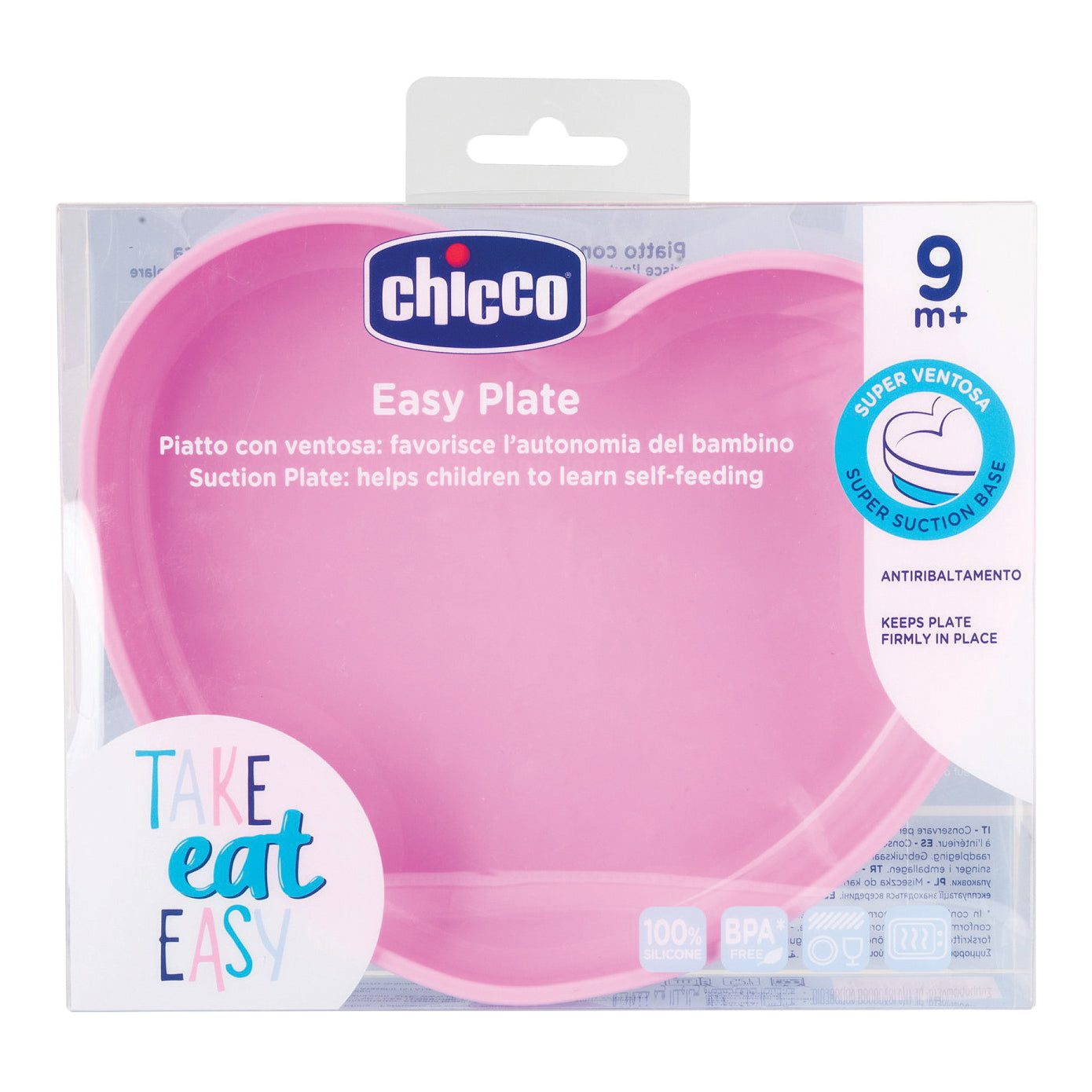 CHICCO PIATTO CUORE VENTOSA SILICONE ROSA