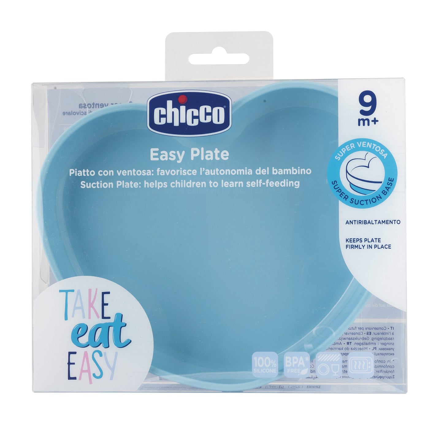 CHICCO PIATTO CUORE VENTOSA SILICONE BLU