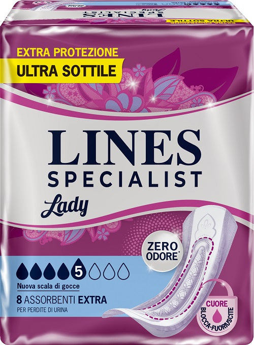 ASSORBENTI PER INCONTINENZA LINES SPECIALIST LADY EXTRA IPOALLERGENICI 8 PEZZI