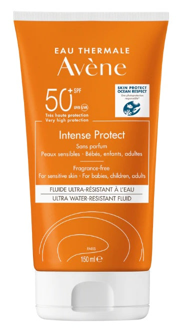 AVENE Crema solare Intense Protect ultra resistente all'acqua SPF50+ per neonati, bambini e adulti 150ml