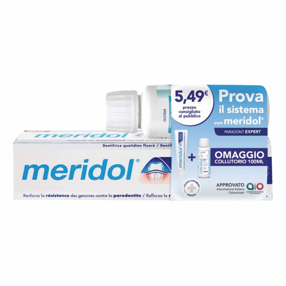 SPECIAL PACK MERIDOL PARODONT EXPERT 1 DENTIFRICIO MERIDOL PARODONT EXPERT 75 ML + 1 COLLUTORIO MERIDOL 100 ML IN OMAGGIO