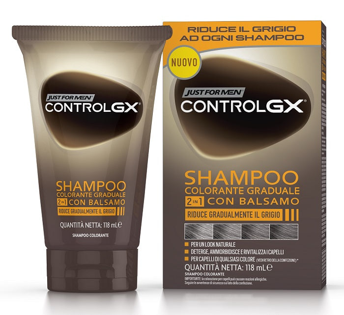 JUST FOR MEN CONTROL GX SHAMPOO COLORANTE GRADUALE 2 IN 1 CON BALSAMO 150 ML