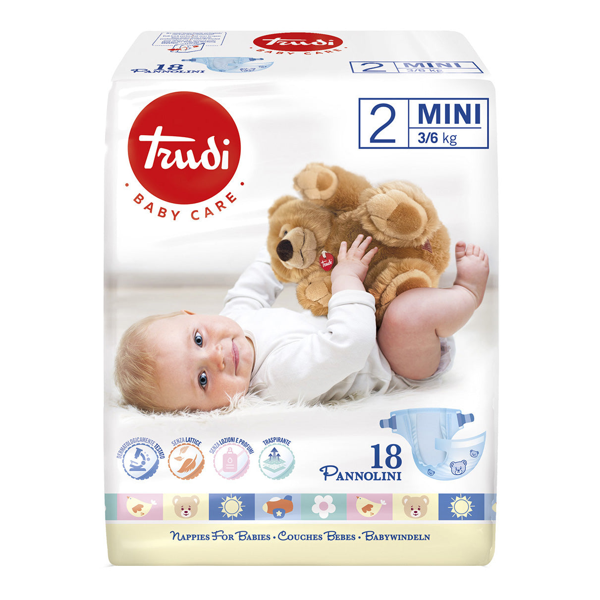 TRUDI BABY CARE PANNOLINO BAMBINI MINI 3/6 KG 18 PEZZI