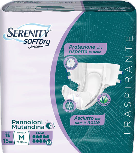 PANNOLONE MUTANDINA SERENITY SD SENSITIVE MAXI M 15 PEZZI