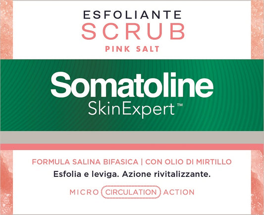 SOMATOLINE SKIN EXPERT- SCRUBESFOLIANTE PINK SALT formula salina bifasica con olio di mirtillo