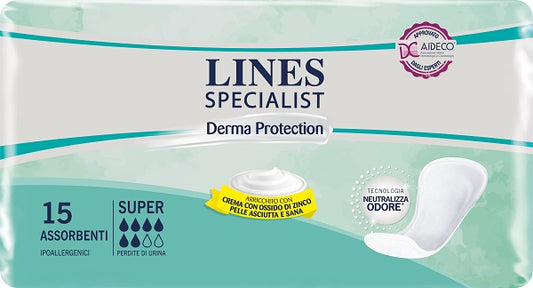 PANNOLONE PER INCONTINENZA LINES SPECIALIST DERMA SUPER 15 PEZZI