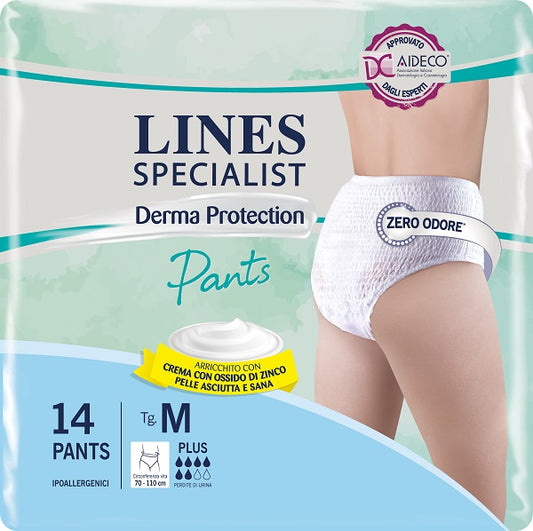 PANNOLONE PER INCONTINENZA LINES SPECIALIST DERMA PANTS PLUS M 14 PEZZI