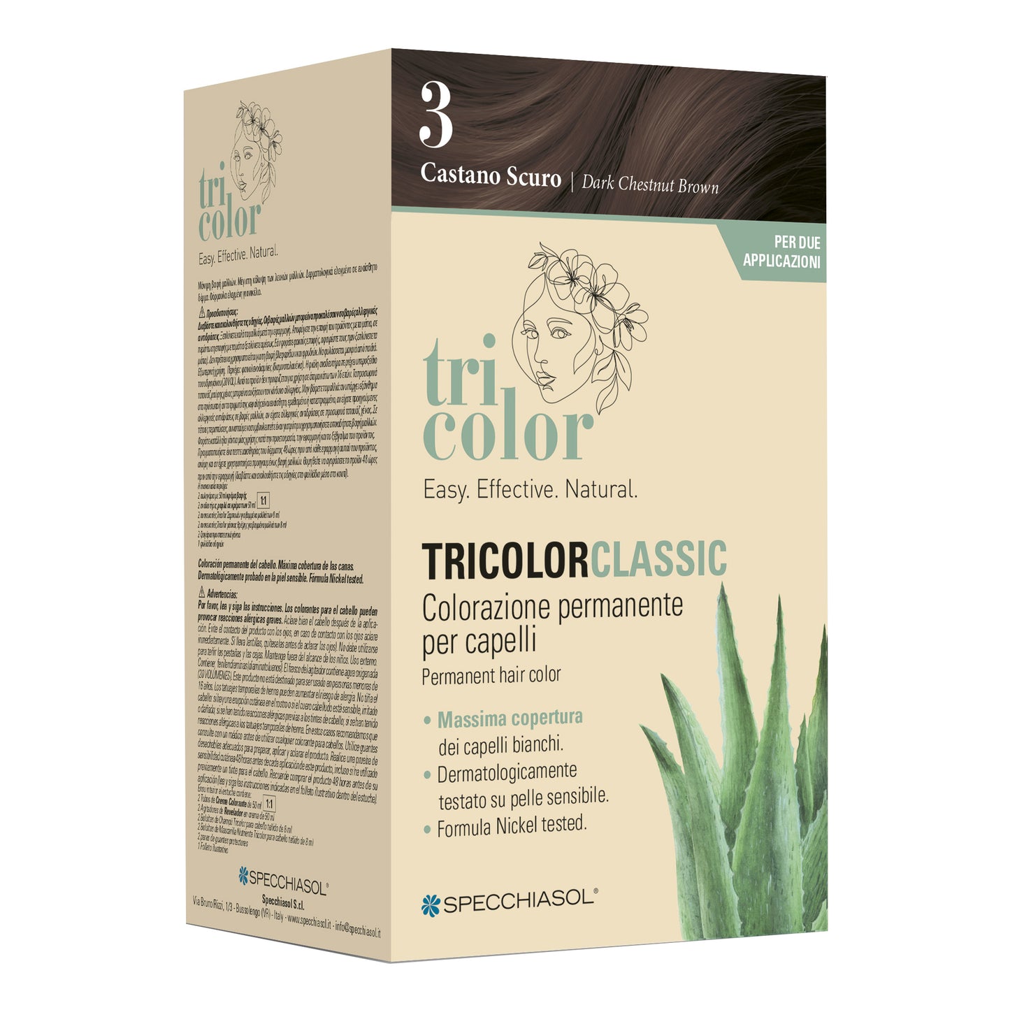 TRICOLOR CLASSIC 3 CASTANO SCURO 2 TUBI 50 ML + 2 SHAKER 50 ML + 4 BUSTINE 8 ML