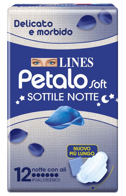 LINES PETALO SOFT SOTTILE NOTTE CON ALI IPOALLERGENICO 12 PEZZI