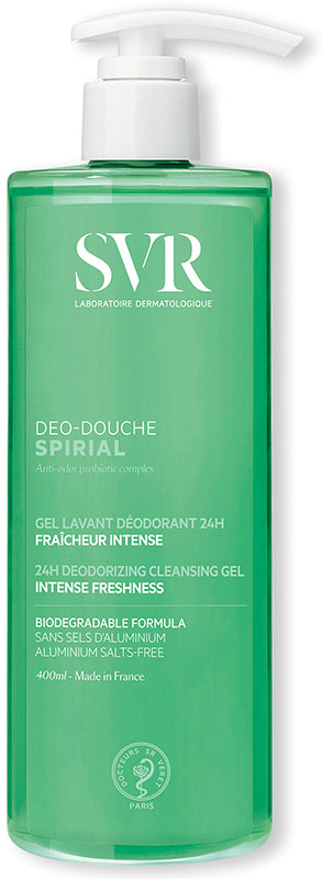 SVR Spirial Deo doccia Gel detergente deodorante 2in1, freschezza intensa 400ml
