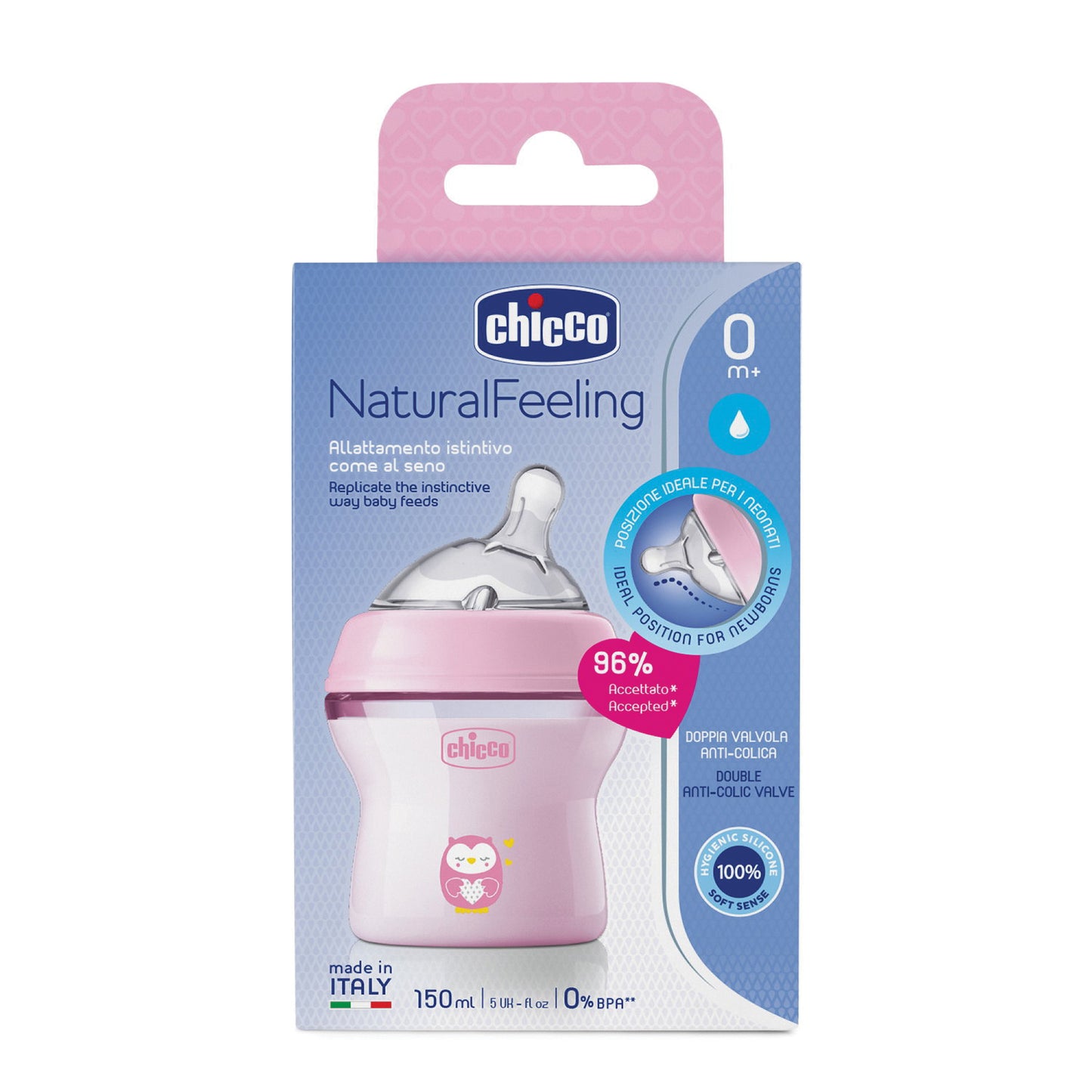 CHICCO BIBERON NAT FEEL PP 0M+ 150 ML BIMBA