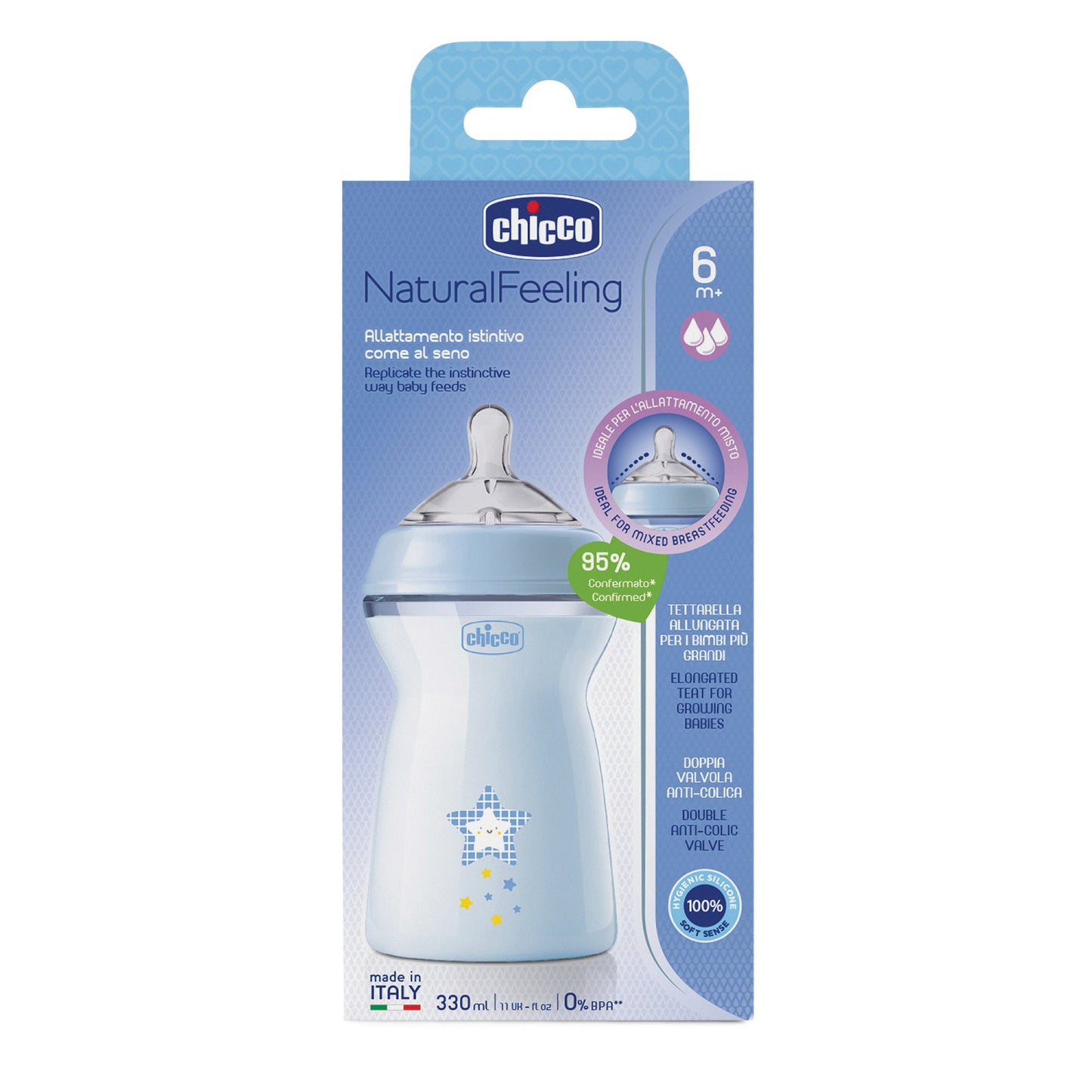 CHICCO BIBERON NAT FEEL PP 6M+ 330 ML BIMBO