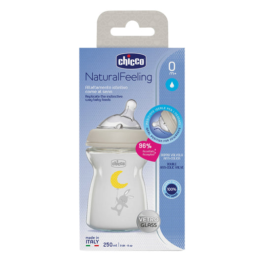 CHICCO BIBERON NAT FEEL VETRO 0M+ 250 ML