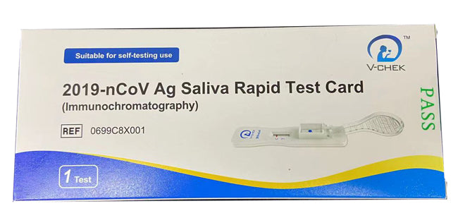 TEST ANTIGENICO RAPIDO COVID-19 V-CHEK AUTODIAGNOSTICO DETERMINAZIONE QUALITATIVA ANTGENI SARS-COV-2 IN TAMPONI SALIVARI MEDIANTE IMMUNOCROMATOGRAFIA