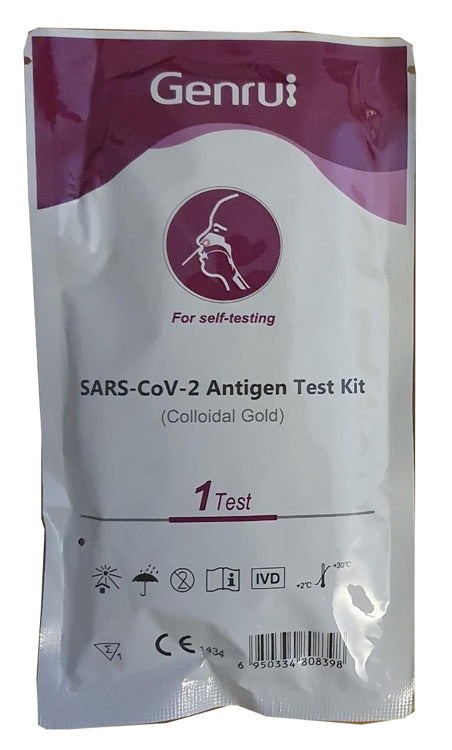 TEST ANTIGENICO RAPIDO COVID-19 GENRUI AUTODIAGNOSTICO DETERMINAZIONE QUALITATIVA ANTIGENI SARS-COV-2 IN TAMPONI NASALI MEDIANTE IMMUNOCROMATOGRAFIA