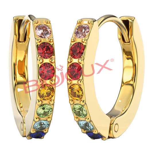 BJT726 ORECCHINI CRYSTAL HOOP GOLD PLATED