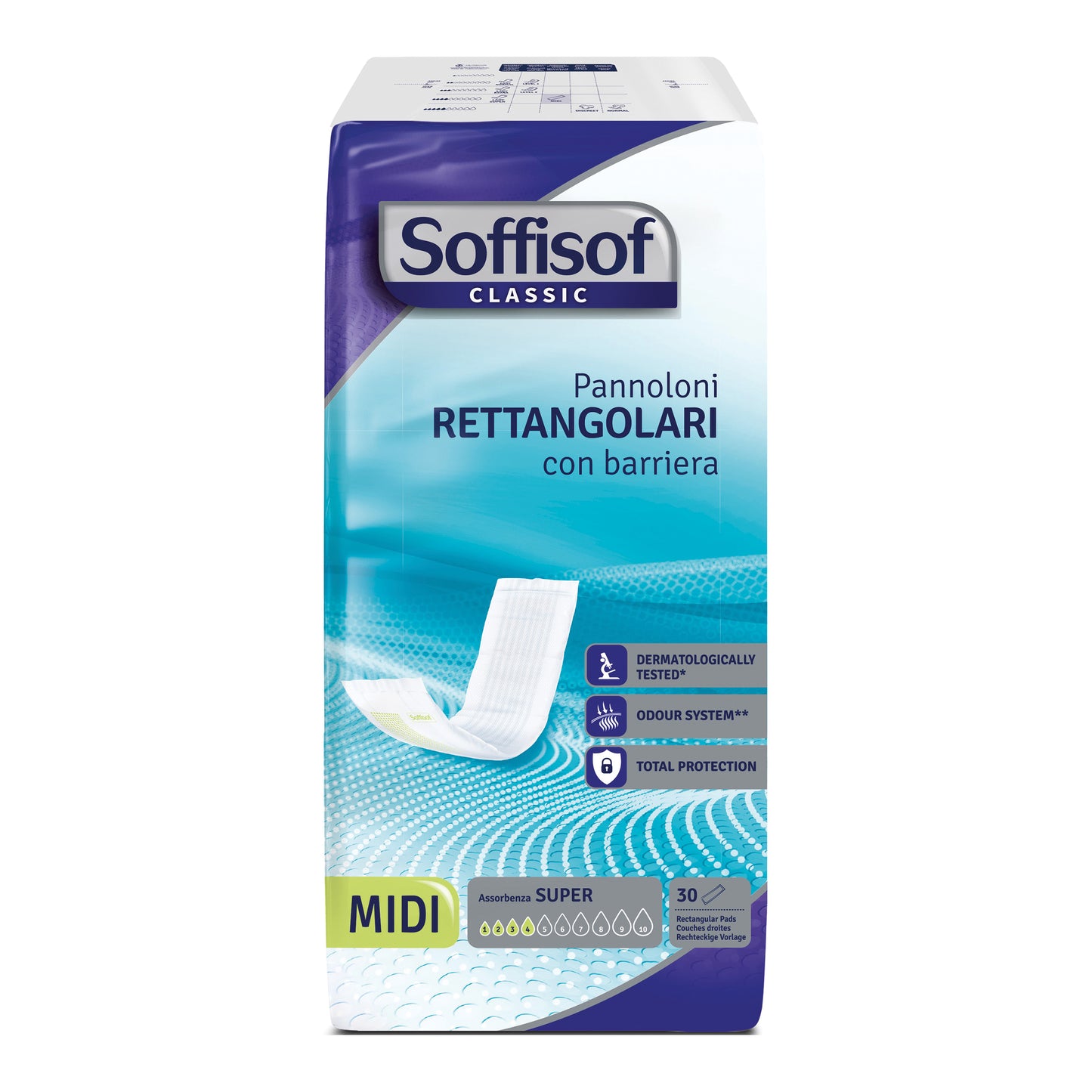PANNOLONE RETTANGOLARE SOFFISOF CLASSIC CON BARRIERA 30 PEZZI