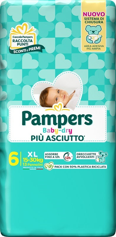 PAMPERS BABY DRY PANNOLINO DOWNCOUNT XL 13 PEZZI