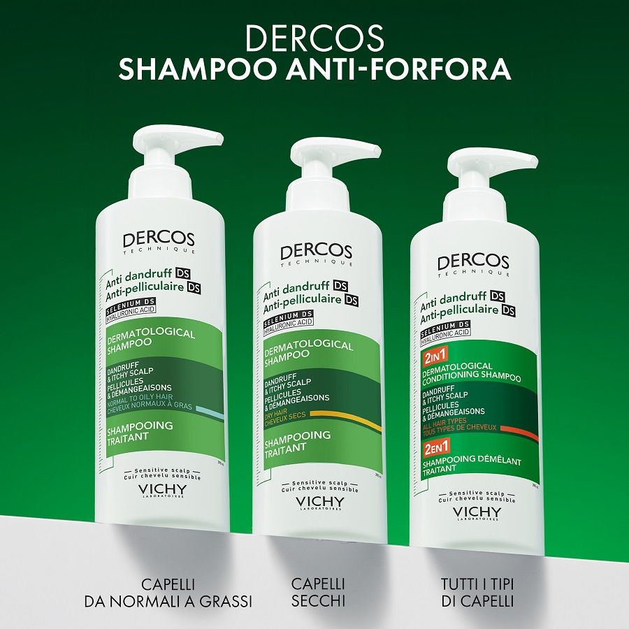 Vichy Dercos 2 in 1 Shampoo+balsamo Antiforfora per tutti i tipi di capelli 400ml