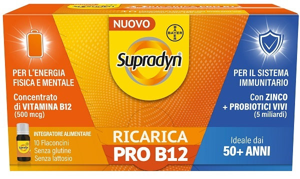 Supradyn Ricarica Pro B12 10 flaconcini per energia fisica mentale ed il sistema immunitario