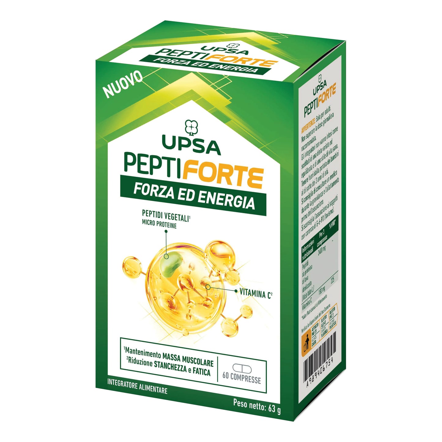 Upsa Peptiforte 60 compresse Integratore per energia e massa muscolare