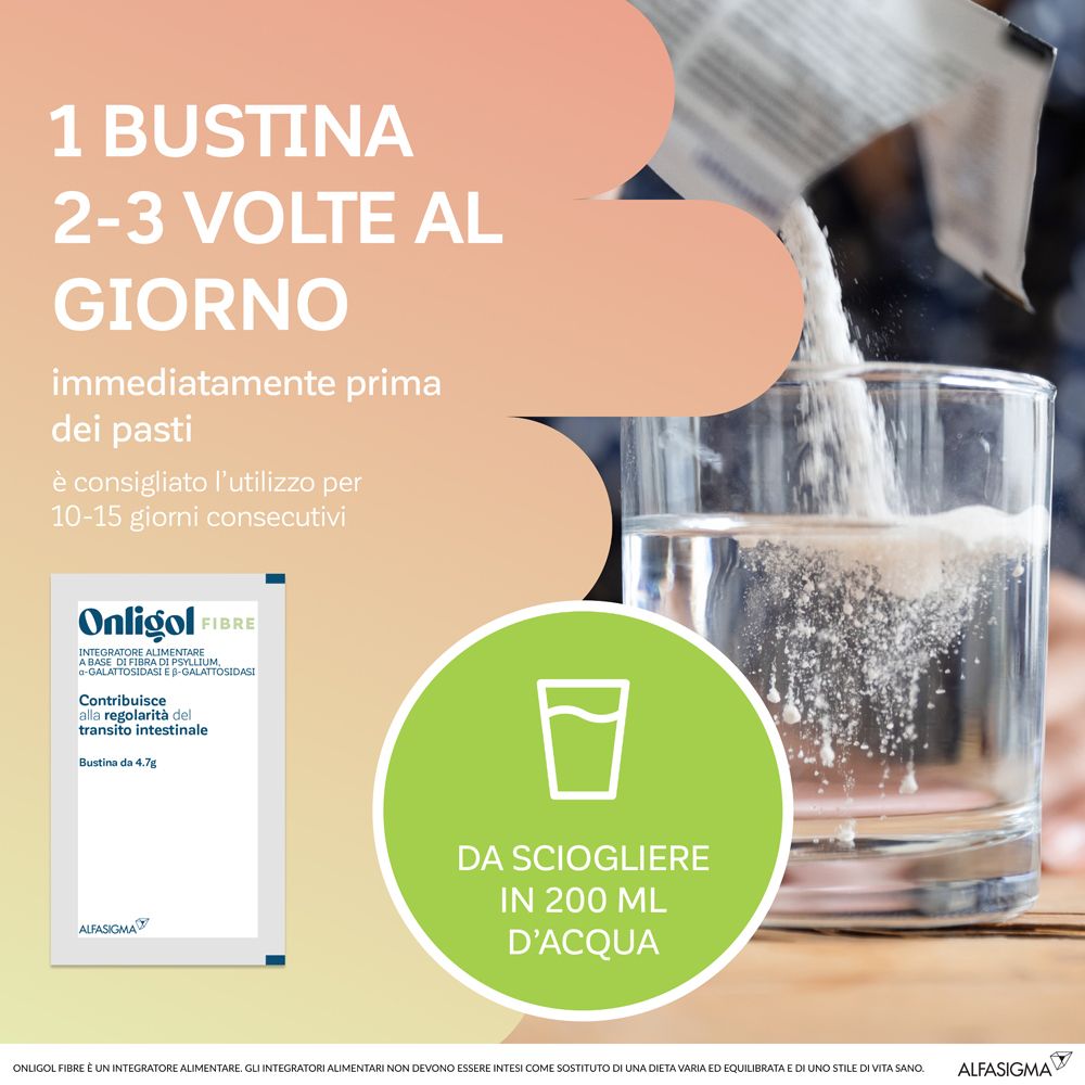 Onligol fibre pesca 20 bustine integratore per irregolarità intestinale