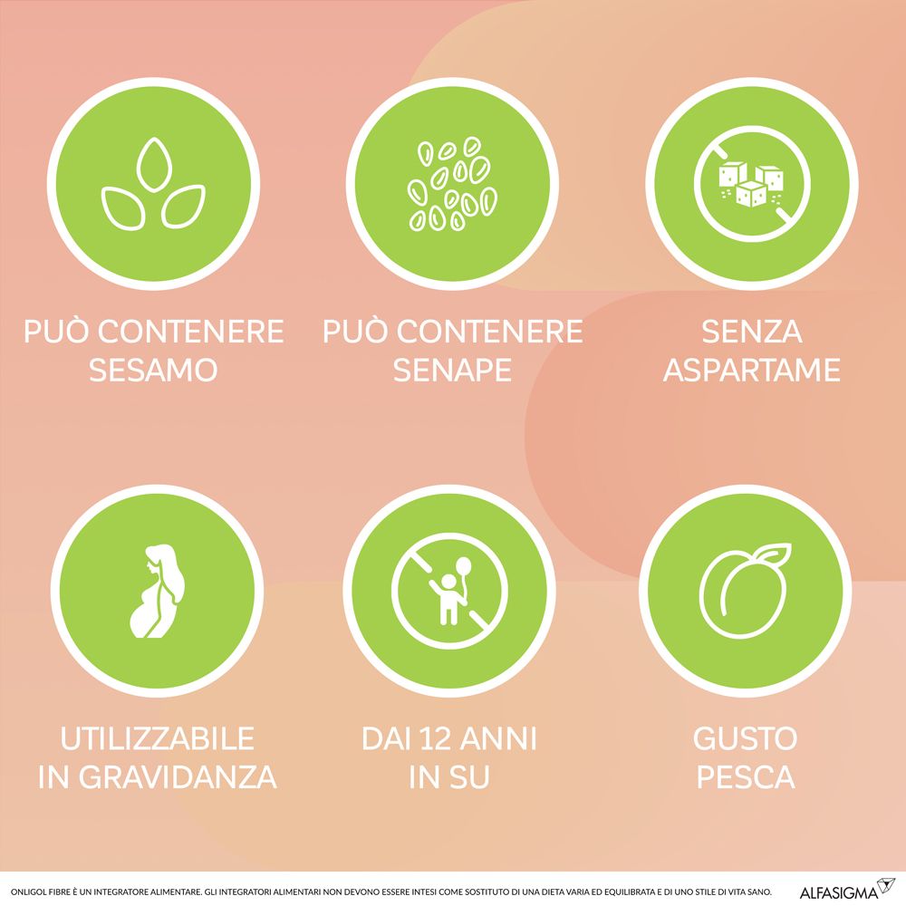 Onligol fibre pesca 20 bustine integratore per irregolarità intestinale