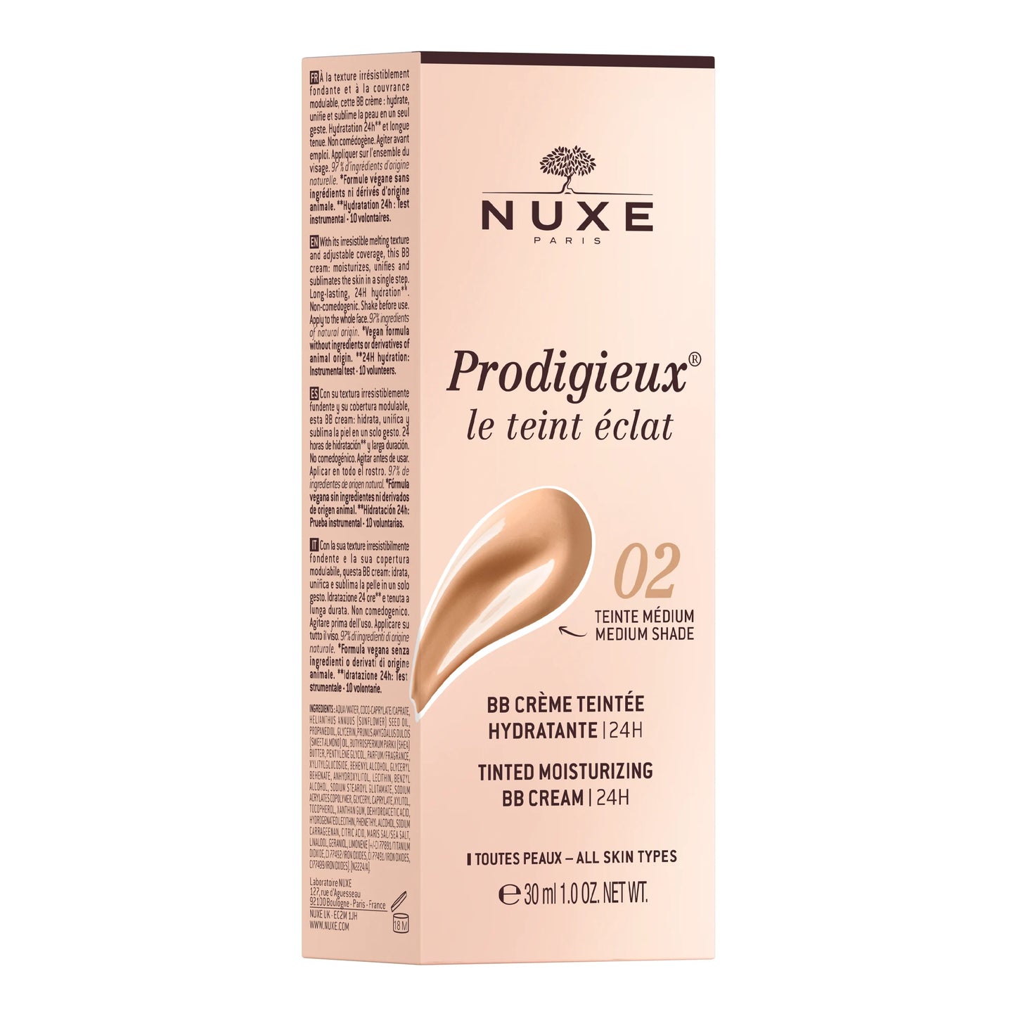 Nuxe prodigieux le teint éclat crema colorata idratante 02 tonalità scura 30ml