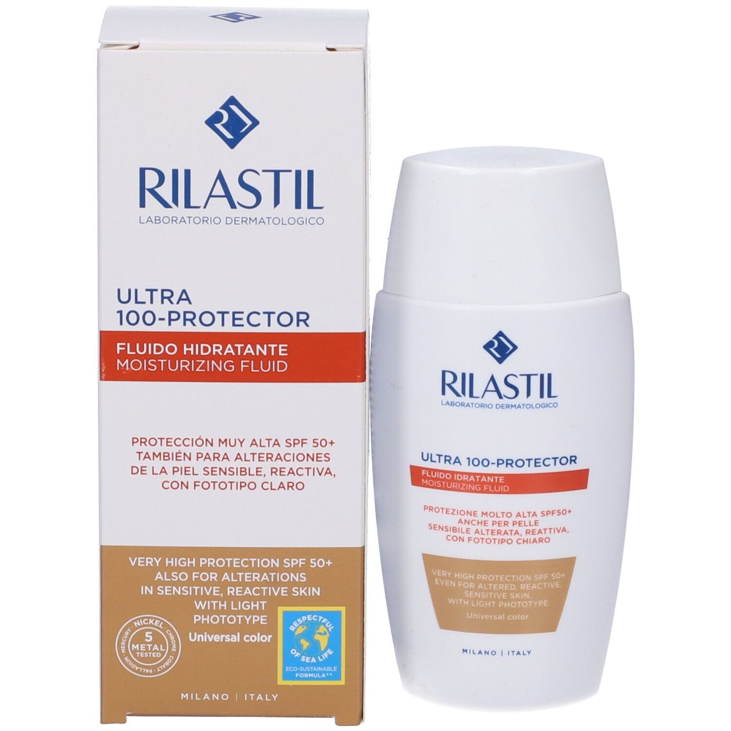 Rilastil Ultra 100 Protector Color Fluido Solare Pelle chiara e Sensibile  SPF50+ 50 ml